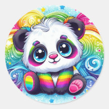 Adesivos de panda de bebê arco-íris