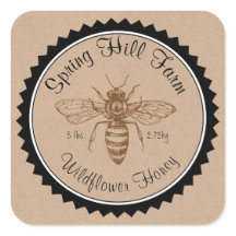 Adesivos de papel kraft para pote de mel com desen