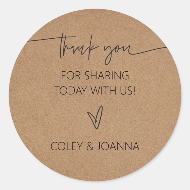 Adesivos de papel kraft Thank You (Frente)