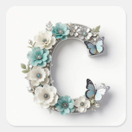 Adesivos de Papel Monograma Floral Elegante