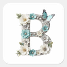 Adesivos de Papel Monograma Floral Elegante