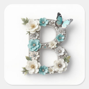 Adesivos de Papel Monograma Floral Elegante