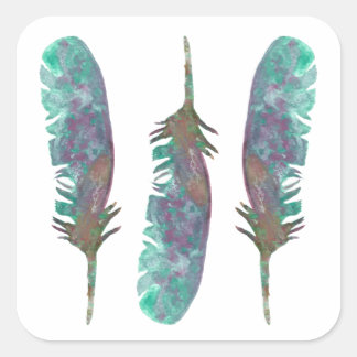 Adesivos de Pena em Aquarela