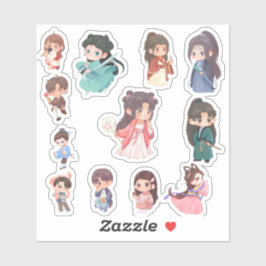 Adesivos de Personagens Kawaii Fofos Chibi
