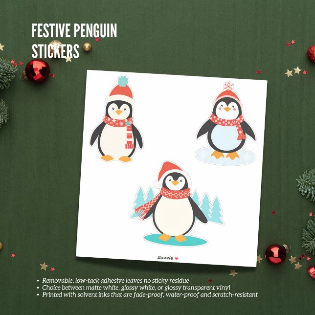 Adesivos de Pinguim Festivo (Festive Penguin Stickers)