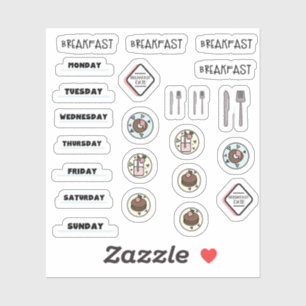 Adesivos de Planejador de Café da Manhã de Morango