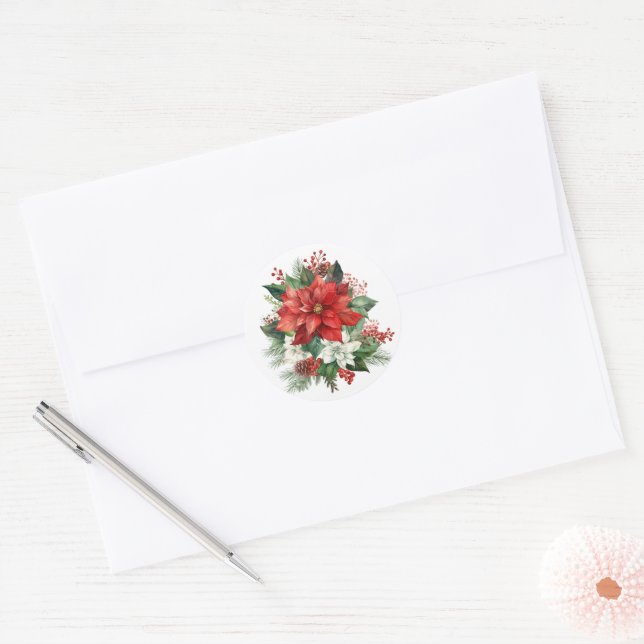 Adesivos de Poinsettia de Natal (Envelope)