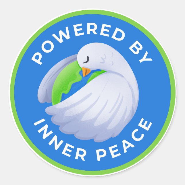 Adesivos de Pombo da Paz com Poder da Paz Interior (Frente)