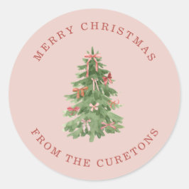 Adesivos de Presente de Árvore de Natal Rosa Fofo 