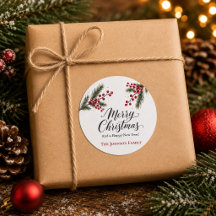 Adesivos de Presente de Natal Família Azevinho Ber