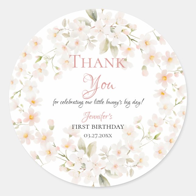 Adesivos de Primeiro Aniversário Some Bunny (Frente)