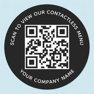 Adesivos de QR Code de Menu Preto Redondo Personal