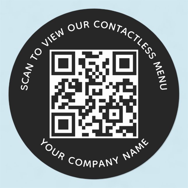 Adesivos de QR Code de Menu Preto Redondo Personal (MISOOK Round QR Code Stickers for Menu)