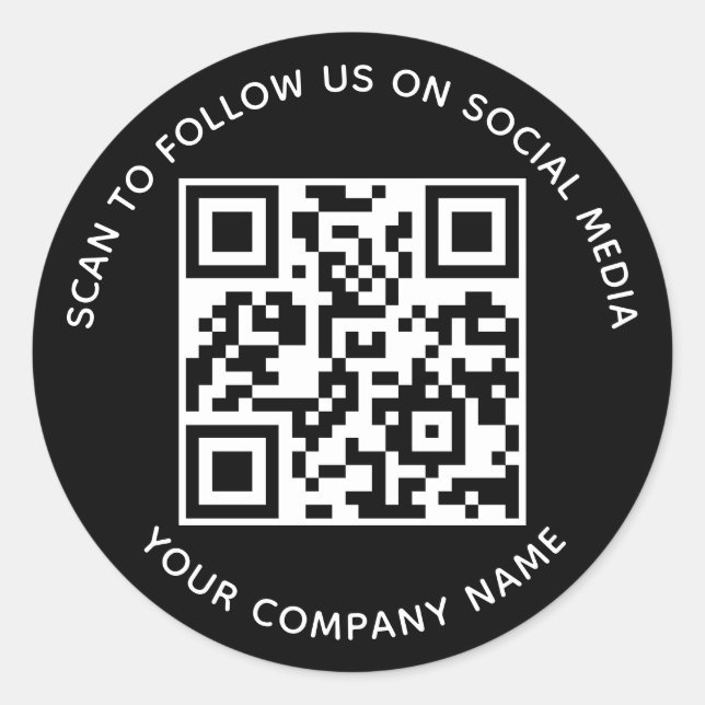 Adesivos de QR Code de Mídia Social Preto Digitali (Frente)