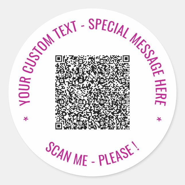 Adesivos de QR Code e Texto Personalizados com sua (Frente)