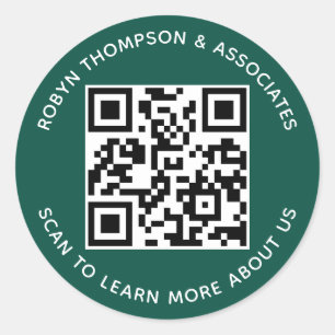 Adesivos de QR Code Verde Personalizados Nome da E