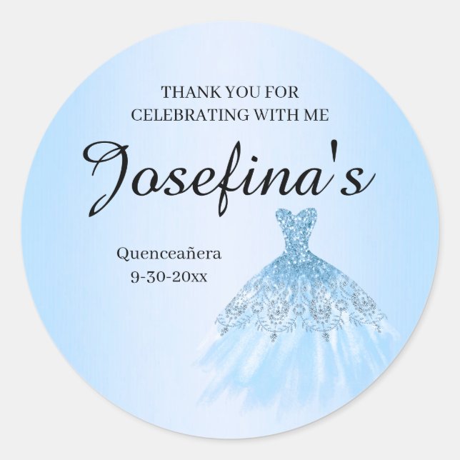 Adesivos de Quinceanera Azuis (Frente)