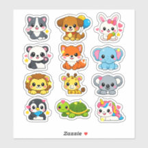 Adesivos de Recompensa de Animais Fofos Kawaii par