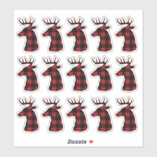 Adesivos de Renas Xadrez Vermelho 15 Unidades