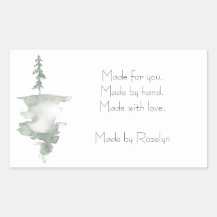 Adesivos de retângulo de férias com pinheiro de in