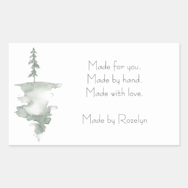 Adesivos de retângulo de férias com pinheiro de in (Frente)