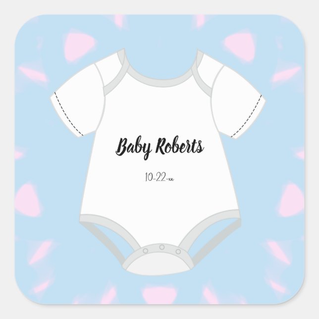 Adesivos de Roupa de Bebê com Nome do Bebê Data de (Frente)