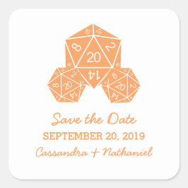 Adesivos de Salvar a Data de Laranja D20 Dice