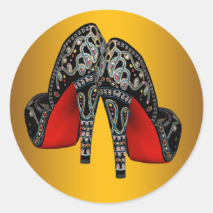 Adesivos de Sapato de Salto Alto Preto Vermelho Do