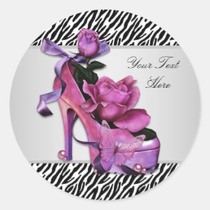 Adesivos de Sapato de Salto Alto Rosa Choque Zebra