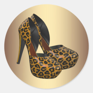 Adesivos de Sapato Preto Dourado de Leopardo de Sa