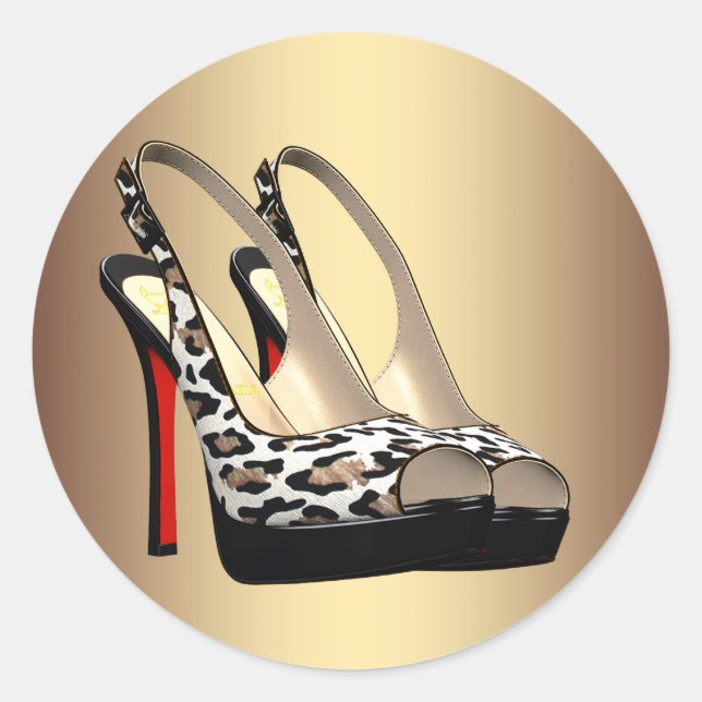Adesivos de Sapato Preto Dourado Leopardo de Salto (Frente)
