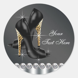 Adesivos de Sapato Preto Elegante de Leoparda de S