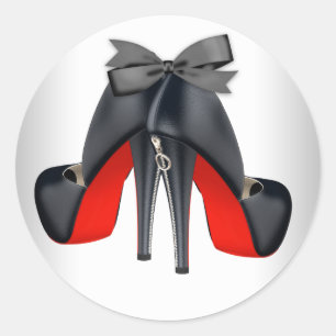 Adesivos de Sapato Preto Vermelho Elegante de Salt
