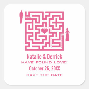 Adesivos de Save the Date Pink Love Maze