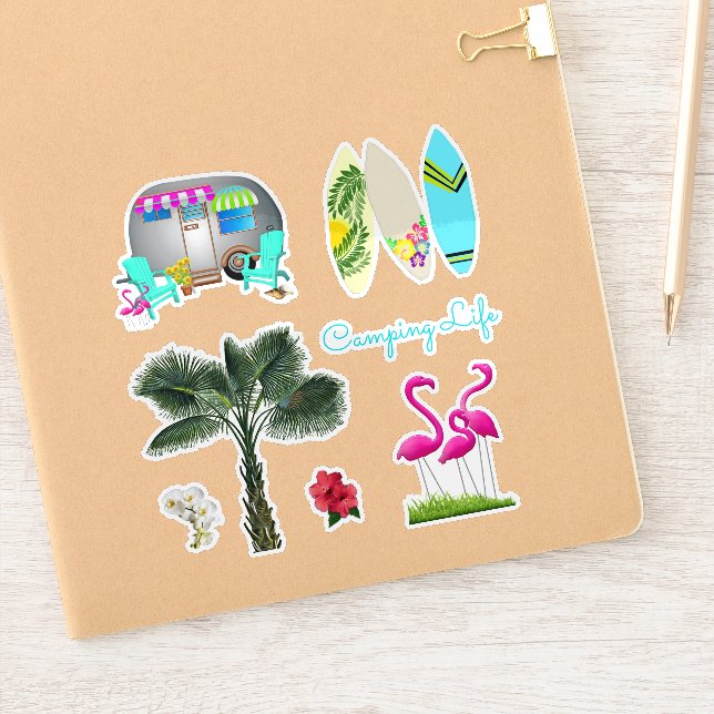 Adesivos de Scrapbook em Forma de Acampamento Trop (Notebook)