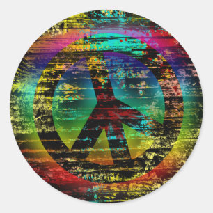 Adesivos de Símbolo de Paz Grunge Arco-Íris Abstra