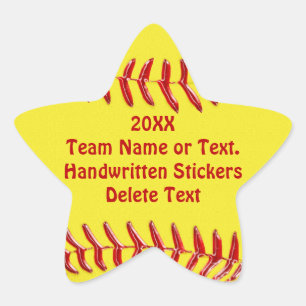 Adesivos de Softball em Forma de Estrelas Seu Text