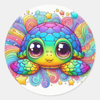 Adesivos de tartaruga arco-íris feliz