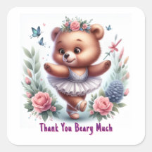 Adesivos de Urso de Ballet “Muito Obrigado Ursinho