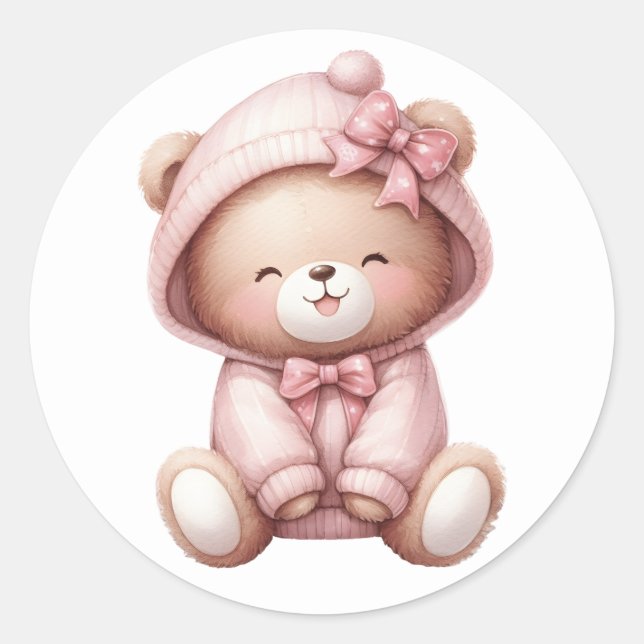 Adesivos de Urso de Pelúcia Rosa (Frente)