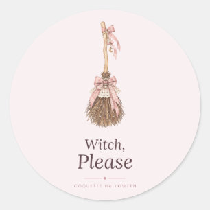 Adesivos de Vassoura de Halloween Coquette Witch P