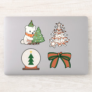 Adesivos de Vinil de Natal: Urso Fofo, Árvore, Arc