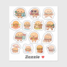 Adesivos de Vinil Kawaii Burger