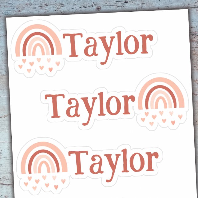 Adesivos de Vinil Nome Corações Arco-Íris Boho - C (Colorful Personalization, Whimsical Bliss! 🌈✨)