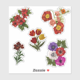 Adesivos de Vinil Personalizados Flores Vermelhas