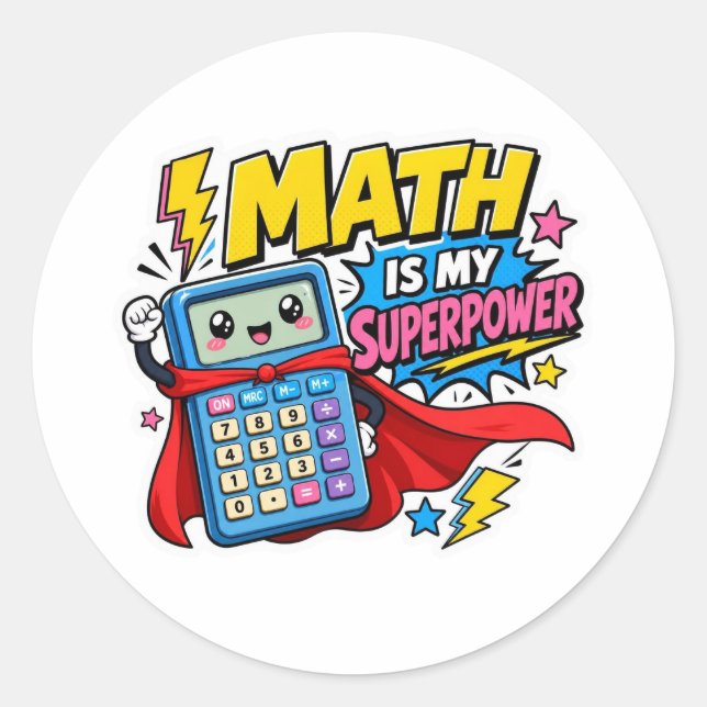 Adesivos de Volta às Aulas | Matemática é Meu Supe (Frente)