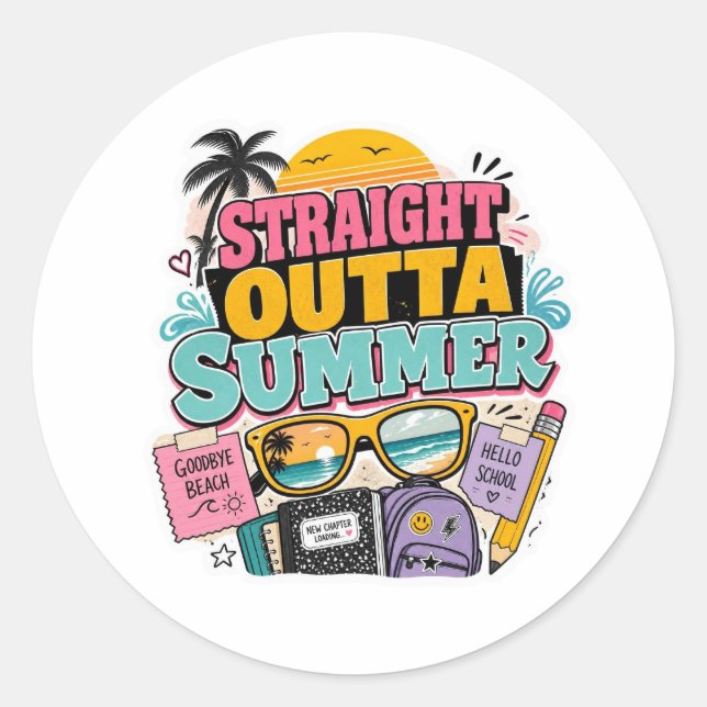 Adesivos de Volta às Aulas Straight Outta Summer (Frente)