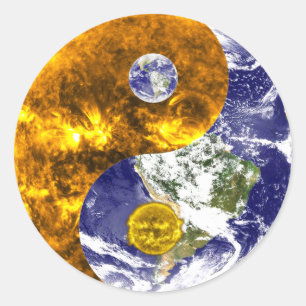 adesivos de yin yang e o sol da terra