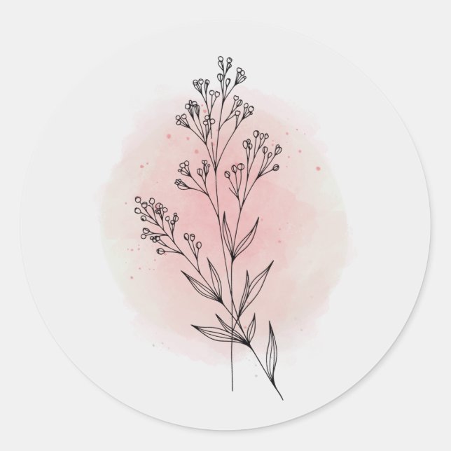 Adesivos Decorativos de Flores de Aquarela Rosa Cl (Frente)