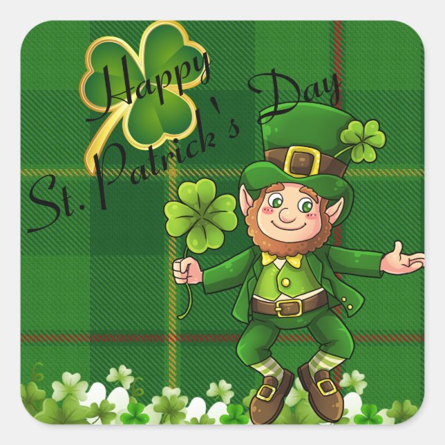 Adesivos do Dia de São Patrício Leprechaun Trevos (Frente)